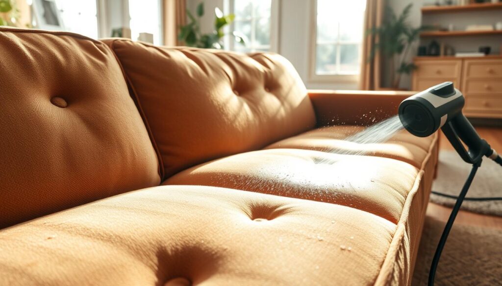 dry sofa after steam cleaning